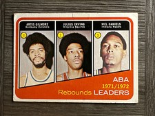 1972-73 Topps #263 Rebound Leaders Julius Erving / Art Gilmore / Mel Daniels