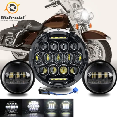 Faro LED 7" + luz de paso antiniebla para Harley Davidson Heritage Softail Classic Foto 1 de 4
