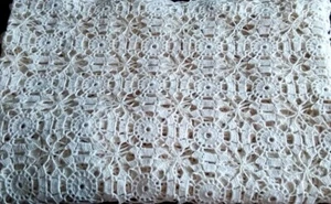 Tablecloth Crocheted Ecru Lace 53x77" Cream Cottage Core Vintage Mint - Picture 1 of 10