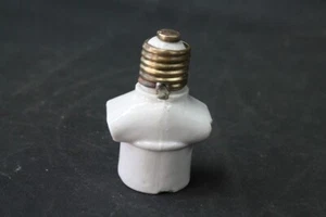 alte Porzellan Lampenfassung mit Steckdose old vintage art deco fassung E27 - Bild 1 von 11