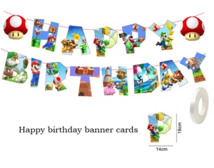 Mario Motto Happy Birthday Wimpel Banner Karten-wiederverwendbar-Party Deko - Bild 1 von 1