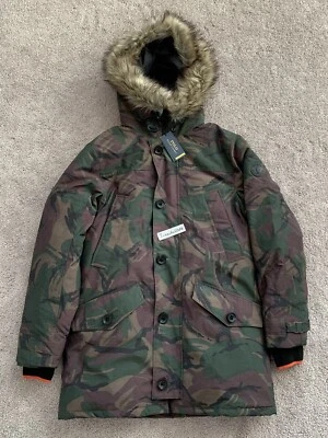 Novo! Jaqueta Polo Ralph Lauren Camuflagem de Pele Sintética 650 Down Parka 1992 neve tamanho MÉDIO - Imagem 1 de 4