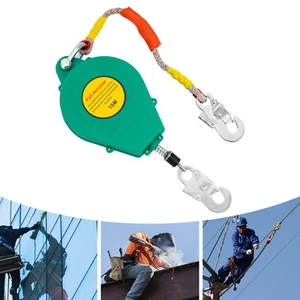 Cordón de línea de vida autorretráctil 15M protección contra caídas con gancho verde - Imagen 1 de 12