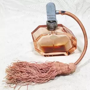 BOTTIGLIA E TAPPO PROFUMO ART DECO ROSA VINTAGE SUDETENLAND, REPUBBLICA CECA RARO VHTF - Foto 1 di 16