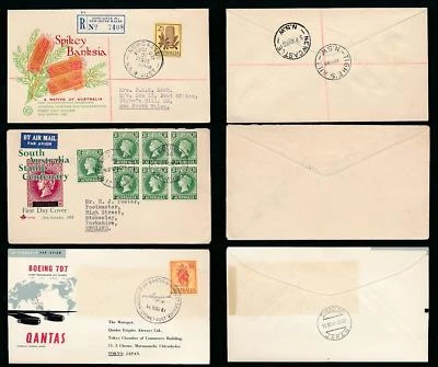 FDC AUSTRALIANA 1955-61 + SOBRE ILUSTRADO DE VUELO Foto 1 de 3