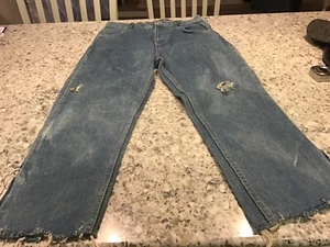 Vintage 70’s Open Trails Girls Stone Washed Relaxed Fit THRASHED Size 16 Jeans - Picture 1 of 14