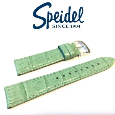 NEW 18mm SPEIDEL 1006180 MINT GREEN SEMI-GLOSS WATCH BAND STRAP ALLIGATOR GRAIN - Imagem 1 de 2