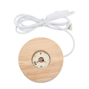Wood Led Light Display Base, Round Lighted Lamp Stand Wooden Table Centerpiec... - Picture 1 of 8