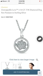 #25) Zales Unstoppable Love™ 1/10 CT. T.W. Diamond Dog Paw Pendant in SS - Picture 1 of 6