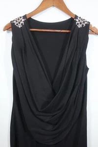 Abito vintage Adrienne Vittadini nero aperto schiena e strass classe LBD taglia 8 - Foto 1 di 10