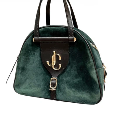 Bolso de Bowling Jimmy Choo Gamuza Verde Dorado JC Bolso de Mano Usado Auténtico Foto 1 de 4
