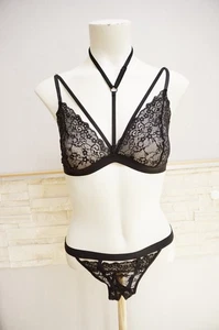 Dessous-Set*VENUS*Schwarz*Gr.40/42*Ouvert-String+BH ohne Bügel*NEU o. Etikett - Bild 1 von 5