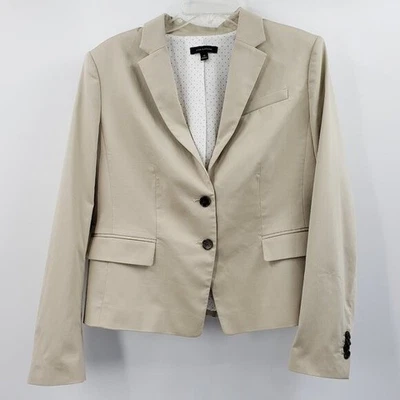 Ann Taylor Blazer Women's 14 Beige Tan Stretch Shoulder Pads Office Work Neutral — 第 1/4 张图片