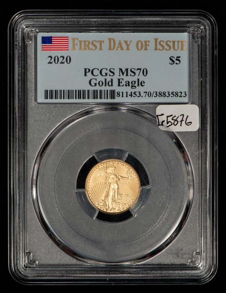 2020 G$5 1/10 oz Gold American Eagle - FDOI - PCGS MS 70 - SKU-G5876 - Image 1 of 4