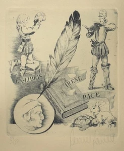 RAMON ROSSELL: Exlibris for Irene Pace; in Passepartout - Imagen 1 de 2