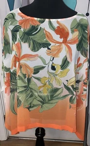 Chico’s Damen Gr. S/M Ägyptische Orchidee Poncho Golden Hour UVP 89,50 $ Neu mit Etikett - Bild 1 von 13