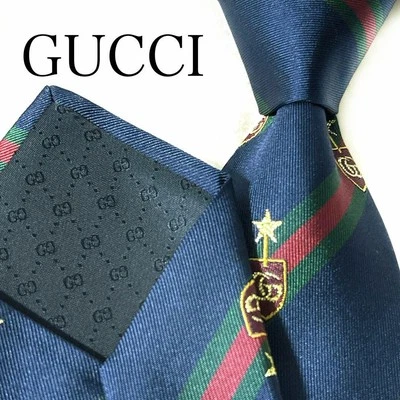 New Unused Gucci Neck Tie Navy Striped Sherry Line 100%Silk Made in Italy - Image 1 of 4