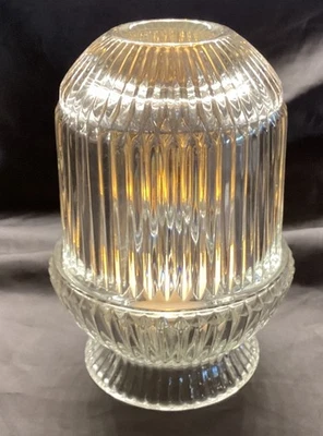 HOMCO VIDRIO TRANSPARENTE ACANALADO VELA VOTIVA LÁMPARA DE HADAS PARECE SIN USAR 5 3/4”T Foto 1 de 4