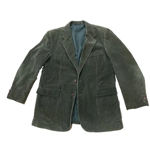 Vtg Corduroy Blazer Men 44 L Green Jacket Retro 70s 90s Grunge Polyester 44 Long - Picture 1 of 24