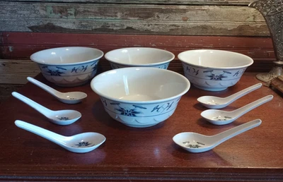 G.E.T. Cuencos y cucharas de sopa asiática de melamina Houston TX ~ 10 piezas Foto 1 de 4