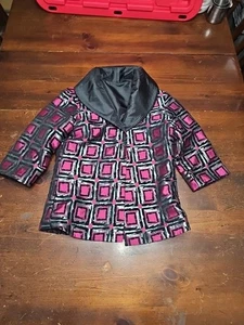 Chaqueta Hecha a Mano Estampado a Pequeña Escala 1 Botón Estampado Rosa Caliente Sin Etiquetas - Imagen 1 de 6