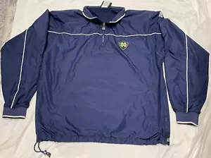 Notre Dame Jacket Men Medium Blue Zip Windbreaker Coat School Sport Team Adult M - Picture 1 of 12
