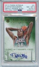 2013-14 Panini Intrigue Giannis Antetokounmpo Impact Rookie RC AUTO PSA 8 AU 9