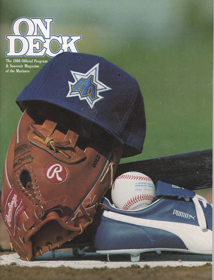 1986 Vintage On Deck Official Mariners Program Souvenir Magazine poster inside - Image 1 of 1