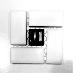 White And Black Dot Pinwheel Porcelain Mosaic Floor Backsplash (SAMPLE SWATCH) - Picture 1 of 2