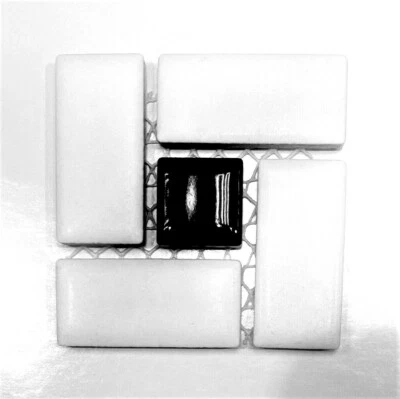 Salpicadero de piso de mosaico de porcelana con molinete de punto blanco y negro (MUESTRA DE MUESTRA) Foto 1 de 2
