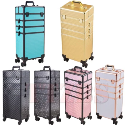 1 in 1 Makeup Trolley Case Mobile Beauty Vanity Hairdressing Case with Wheels UK