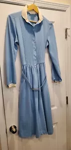 Vintage Long Blue And White Kenny Classics Poly Wool Dress 12 - Picture 1 of 7