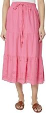 Jones New York Women's Pink Cotton Tiered Midi Skirt XL Broderie Anglaise