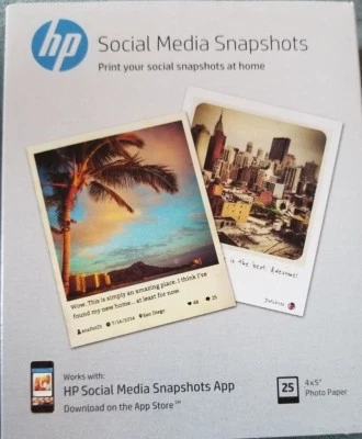 HP Social Media Snapshots 4" x 5" Photo  Paper Sheets NEW!! 25 Count - Image 1 of 2