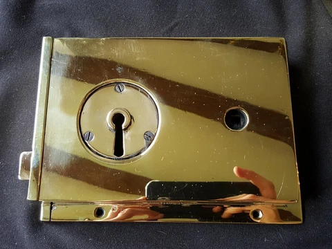 One Reclaimed Antique Solid Brass Victorian Lock With Key & Keep (ER162) Cover