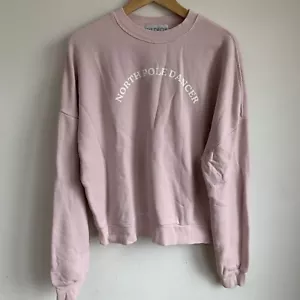 Wildfox Christmas Jumper Pink Funny North Pole Dancer Sz. S UK 8/10 - Picture 1 of 7