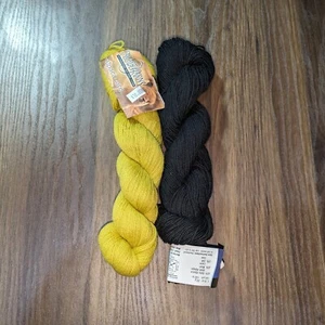 Berroco Cosma Color 2434 1 Black Hank, Cascade Yarn Alpaca 1 Yellow Hank - Picture 1 of 7