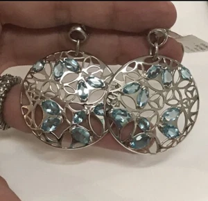 Di Modolo Ricamo Blautopas Sterlingsilber 14 Karat Gold Ohrring DiModolo 795 $ - Bild 1 von 12