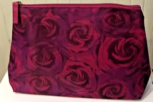 New  LANCOME RED Roses Cosmetic Makeup Travel Case Bag VERY NICE Simple Elegant - Picture 1 of 5