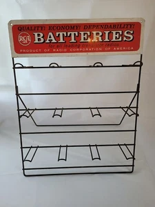 Vintage RCA Batteries Sign Wire Display Rack by Gray Wire Specialty Co Ohio! - Picture 1 of 9