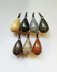 10 x DUMPY DISTANCE PEAR 1oz - 4oz Carp Fishing Leads Weights ROLLING SWIVELS - Picture 1 of 24