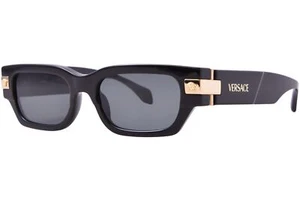 Versace VE4465 GB1/87 Sunglasses Men's Black/Dark Grey Lens Rectangle Shape 53mm - Picture 1 of 7