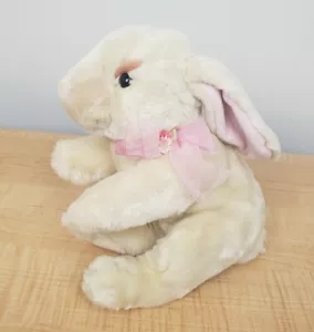 Coniglietto pasquale Commonwealth coniglio 10" peluche rosa marrone nastro fiore in piedi 2006 - Foto 1 di 15