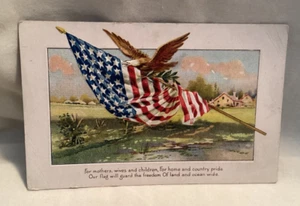 Antique Embossed Patriotic AMERICAN FLAG & EAGLE Postcard FOR MOTHERS WIVES KIDS - Picture 1 of 2