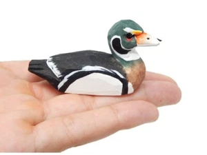 Wood Duck Drake Figurine Miniature Bird Statue Carve Decoy Decor Garden Male - Picture 1 of 5