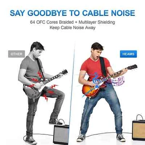 Premium 15 Fuß Gitarrenkabel, 1/4 Zoll Instrumentenkabel geräuschfrei und langlebig - Bild 1 von 8