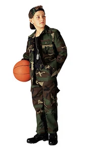 Rothco 66102 Kids Camouflage Military Style Long Sleeve BDU Shirt Woodland Camo - Picture 1 of 1