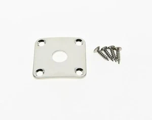 Metal Curved Bottom Jack Plate Square Jackplate Nickel Fits Gibson Les Paul - Picture 1 of 3
