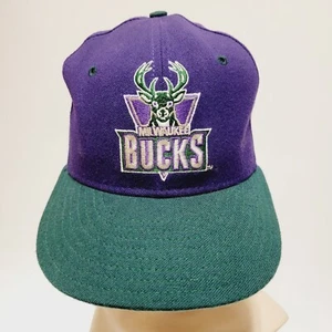 Milwaukee Bucks Hat New Era Pro Model NBA Purple Wool Fitted Size 6 7/8 Vintage - Picture 1 of 12