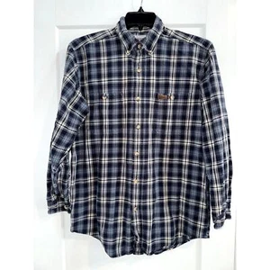 Carhartt Blue Plaid Flannel Button Down Shirt Men’s Medium - Picture 1 of 8
